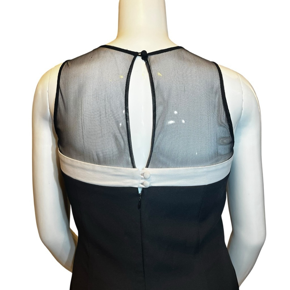 Joseph Ribkoff Vintage 70s-80s Black & White Mesh Bow Jumpsuit, 10-14 - Picture 8 of 14